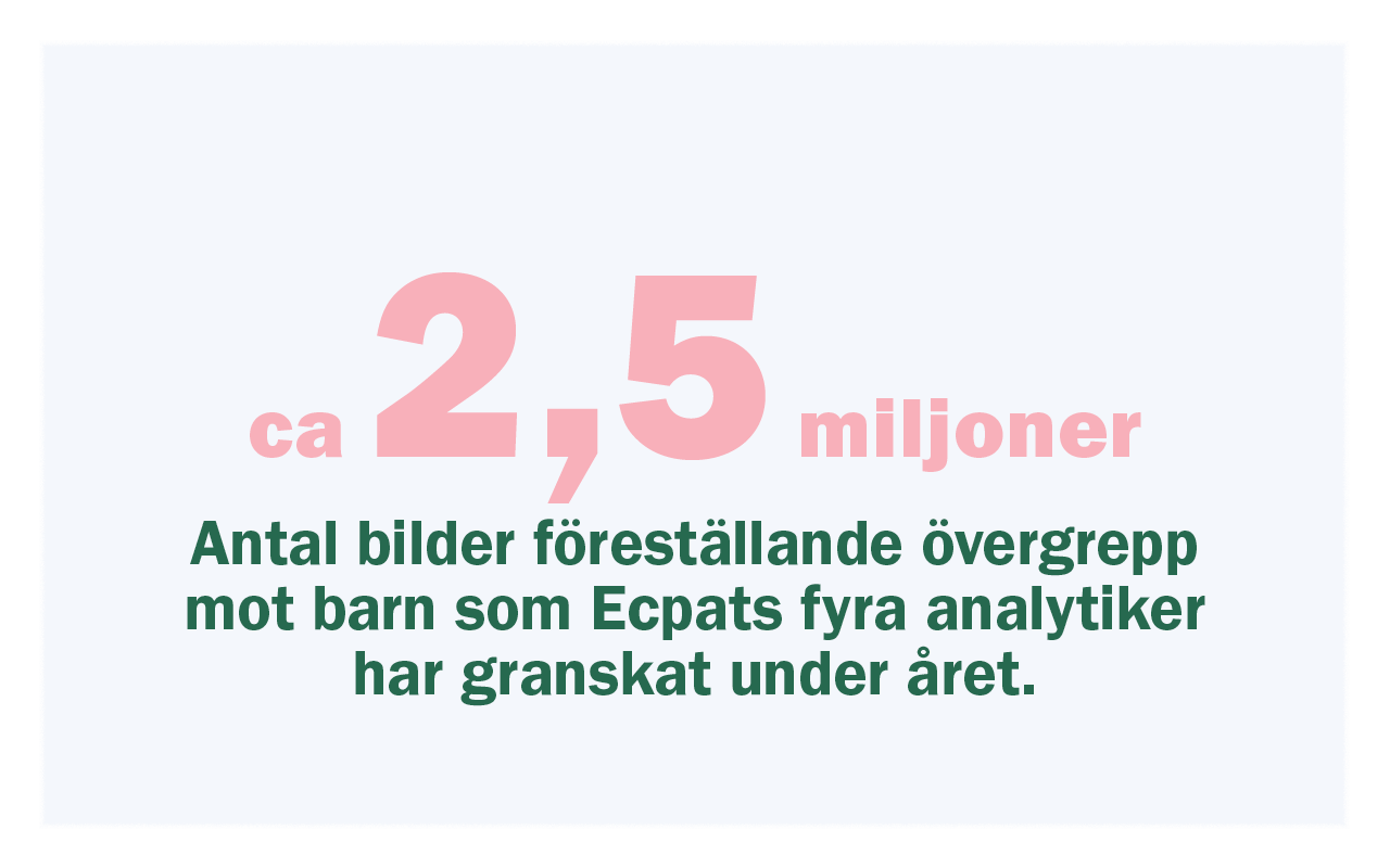 2,5 miljoner bilder har Ecpats analytiker granskat